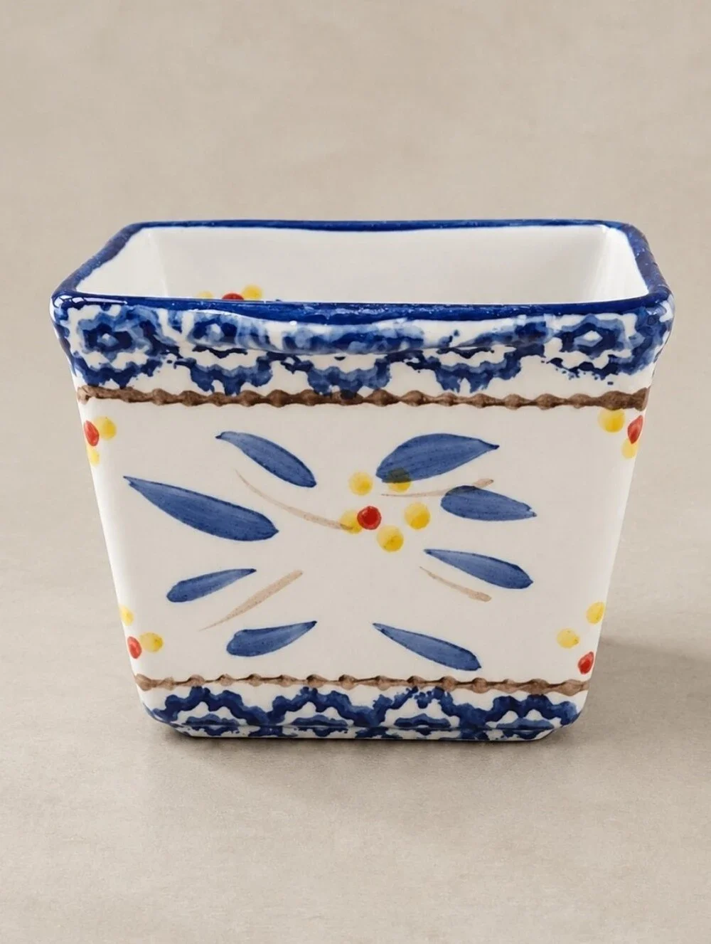 Temp-tations Old World Blue 10 Oz Individual Square Baker Ramekin